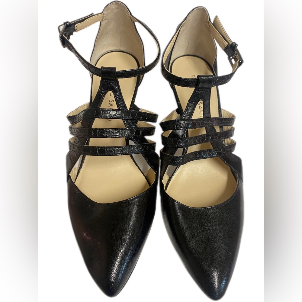 FRANCO SARTO Fernleaf Black Pointed Toe Heels Size 9M 3in. Heel like New